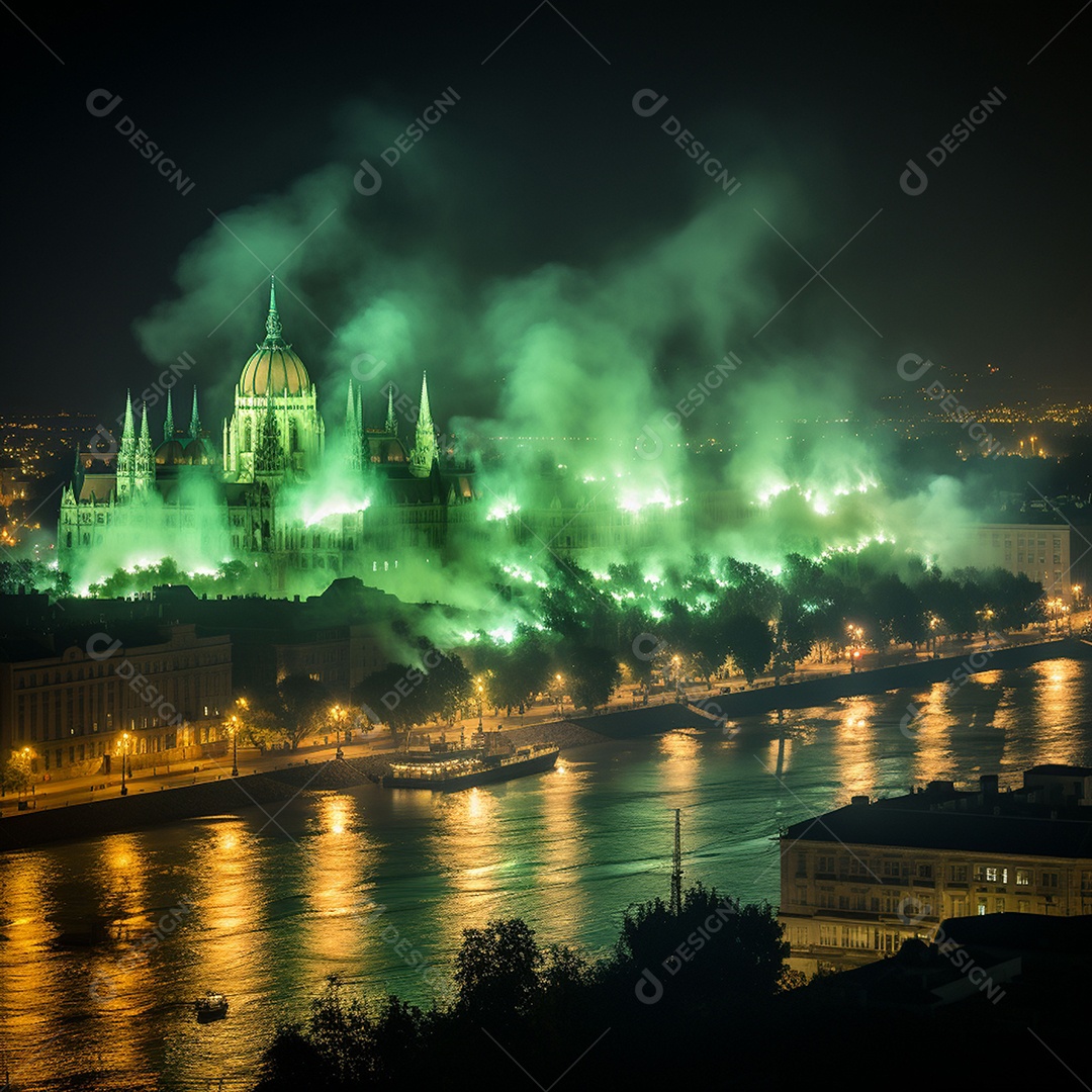 Plano geral de fogos verdes sobre Budapeste