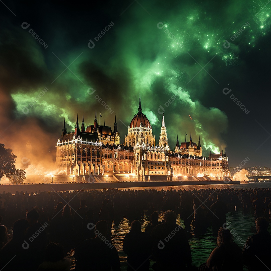 Plano geral de fogos verdes sobre Budapeste