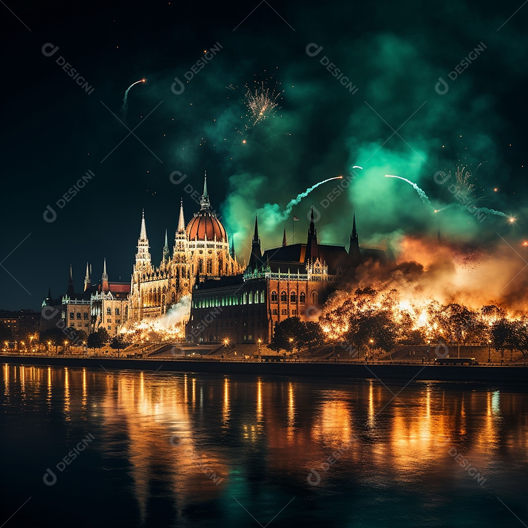 Plano geral de fogos verdes sobre Budapeste