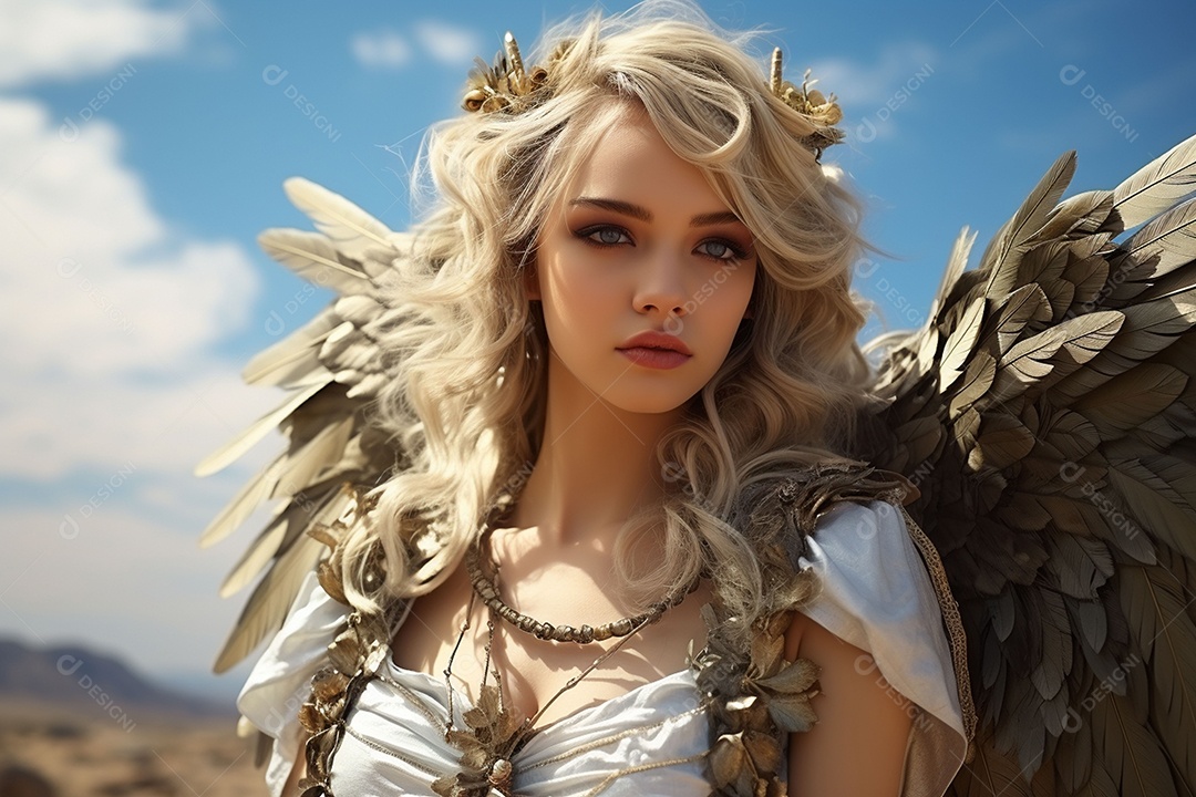 Jovem loira com asas