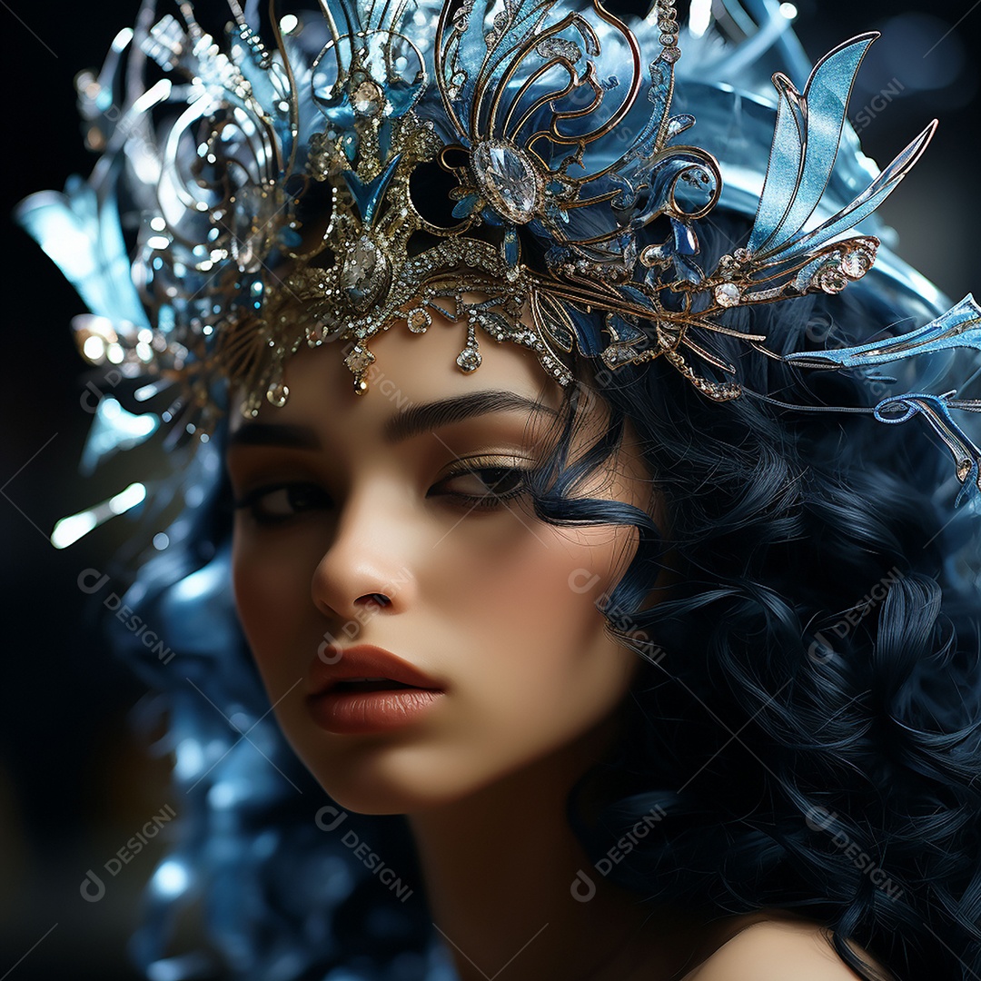 Retrato elegante e digno de mulher adornadas com joias