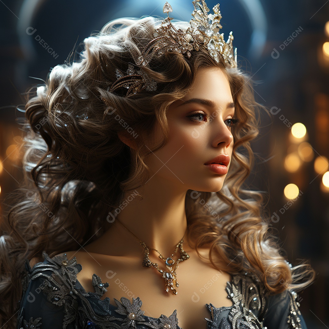 Retrato elegante e digno de mulher adornadas com joias