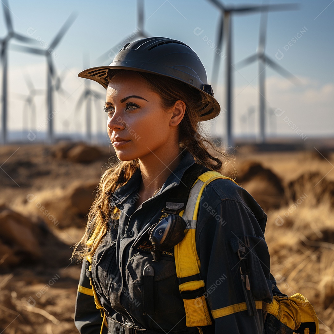 Engenheiras de uniforme e capacete