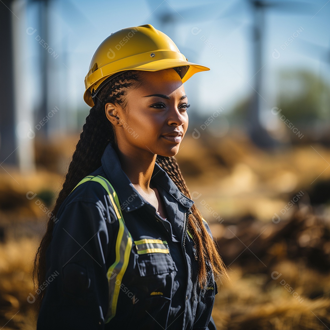 Engenheiras de uniforme e capacete