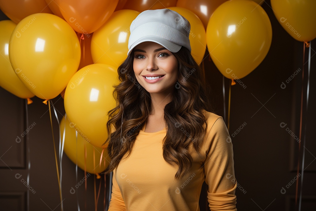 Jovem usando boné de festa segurando chapéu colorido