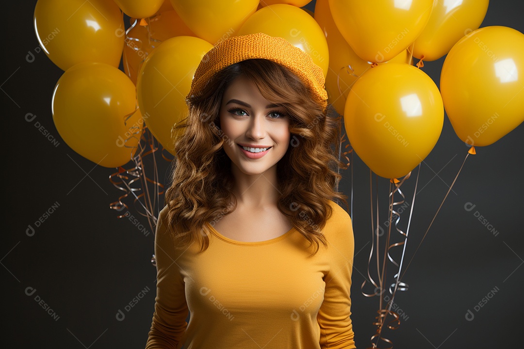 Jovem usando boné de festa segurando chapéu colorido