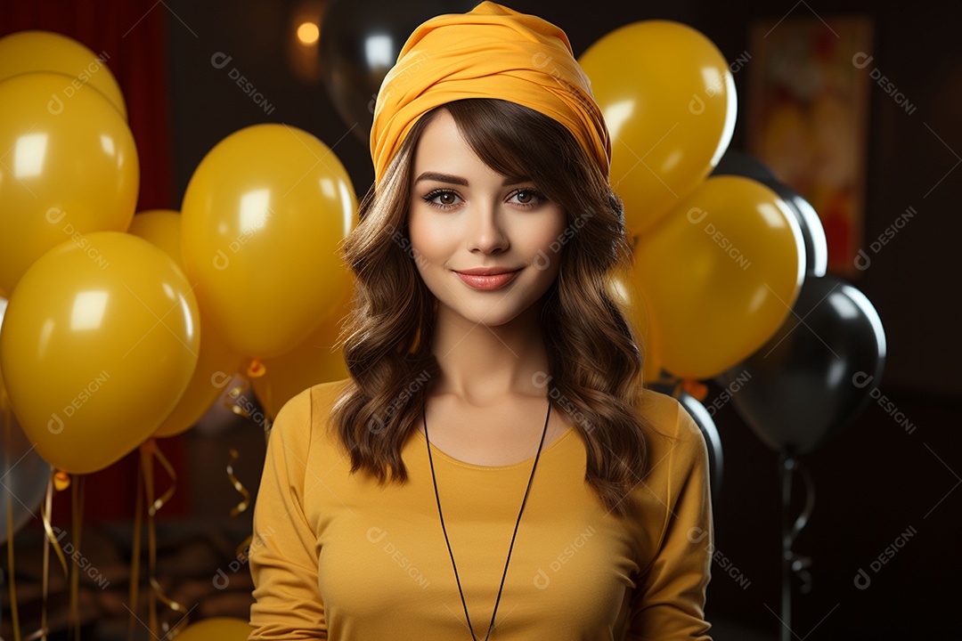 Jovem usando boné de festa segurando chapéu colorido