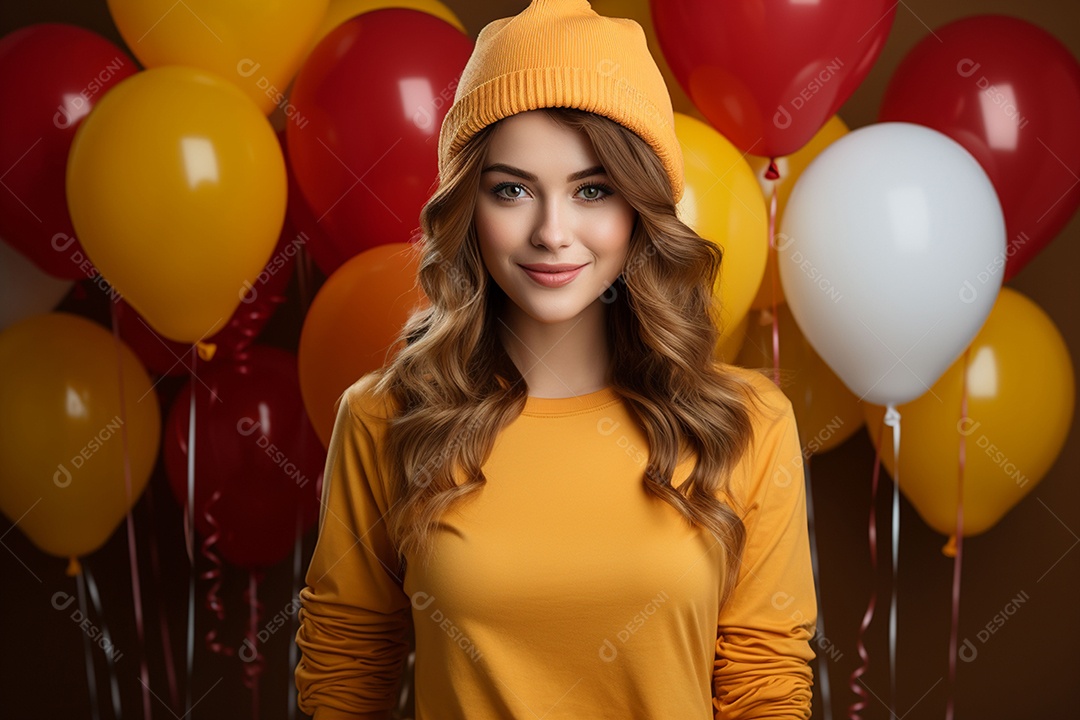 Jovem usando boné de festa segurando chapéu colorido