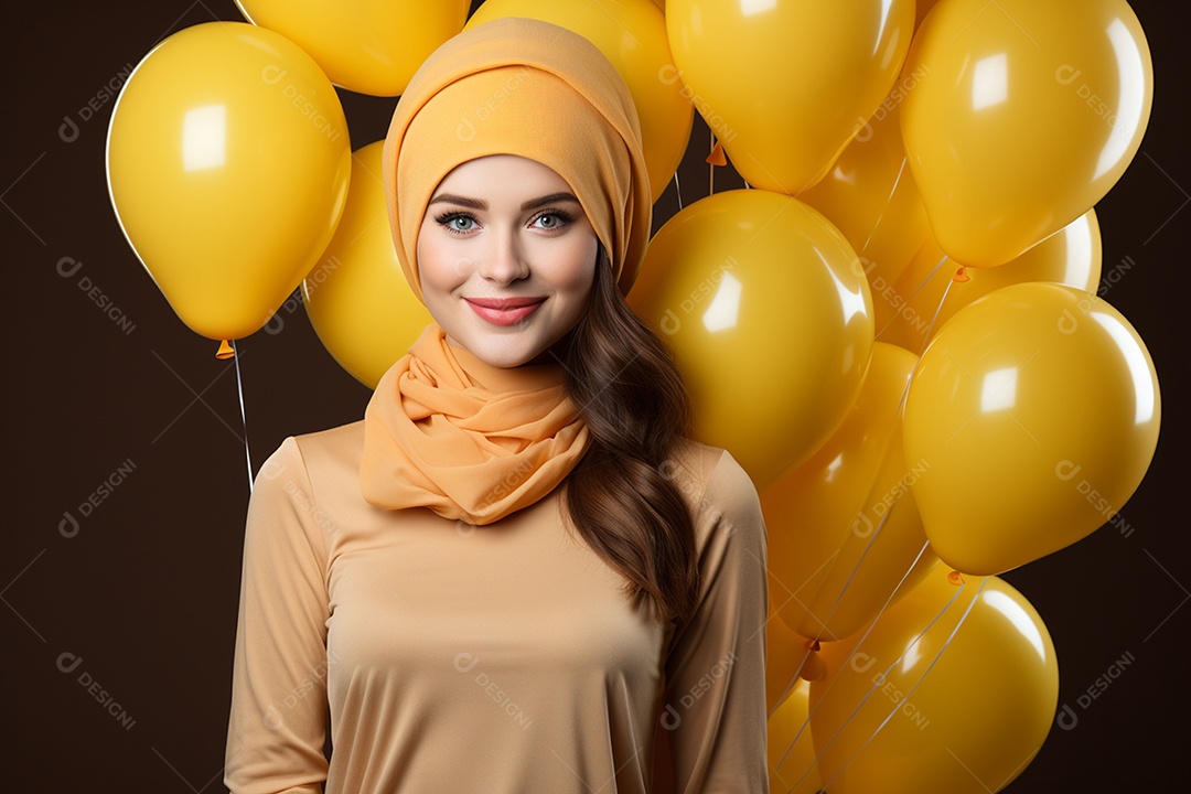 Jovem grávida usando boné de festa segurando chapéu colorido