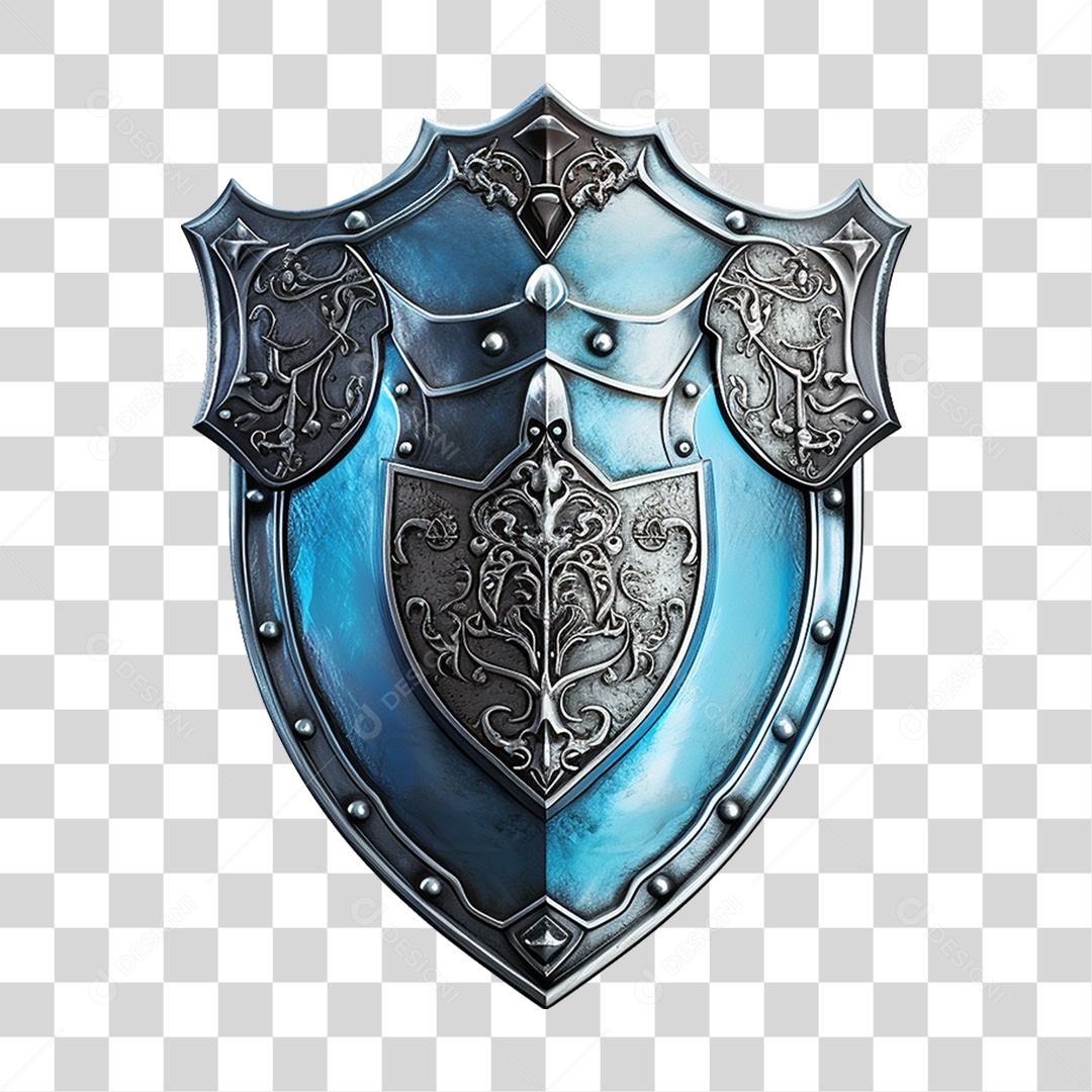 Elemento 3D Escudo Cavaleiro Shield Para Composição PNG Transparente