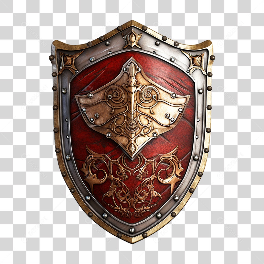 Elemento 3D Escudo Cavaleiro Shield Para Composição PNG Transparente