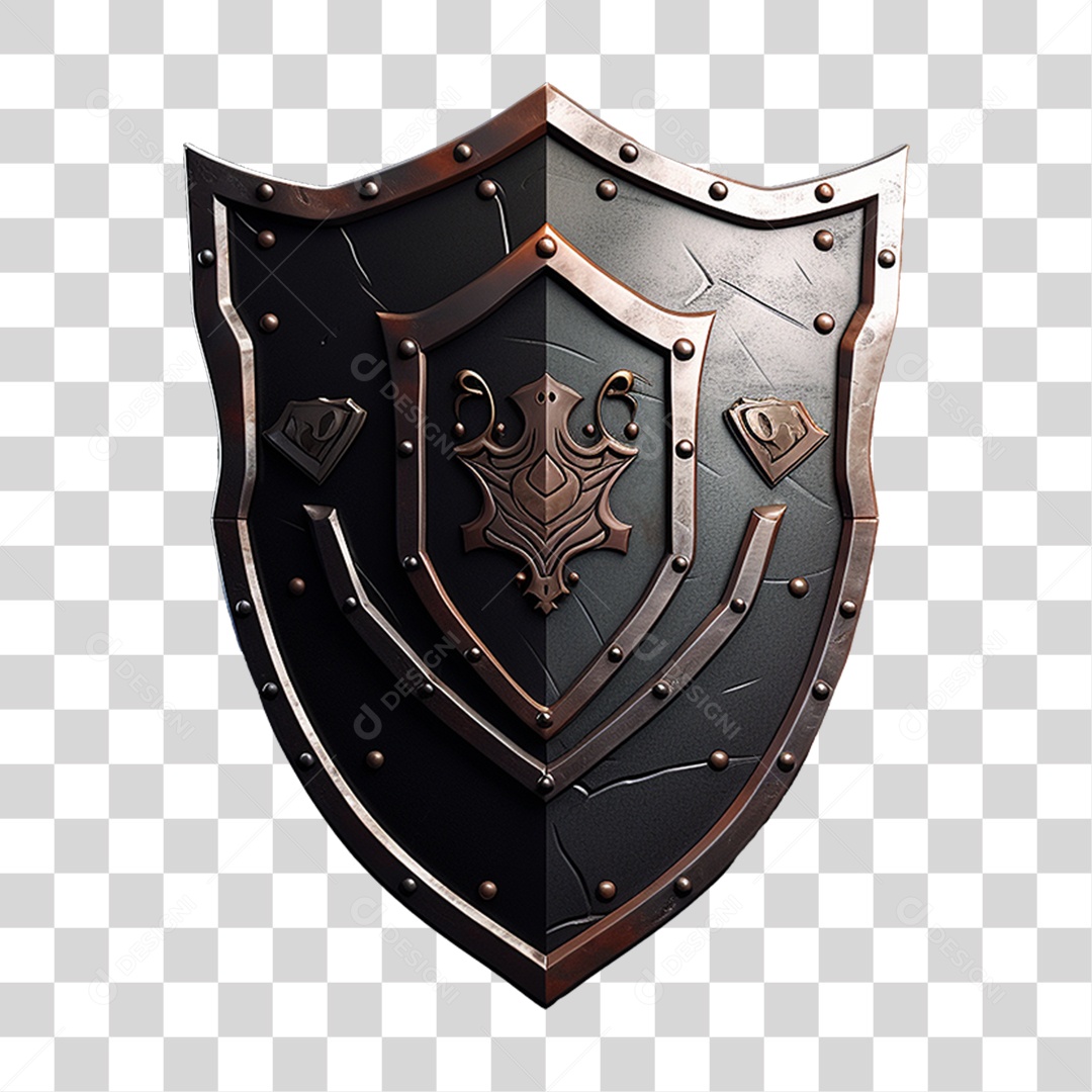Elemento 3D Escudo Cavaleiro Shield Para Composição PNG Transparente