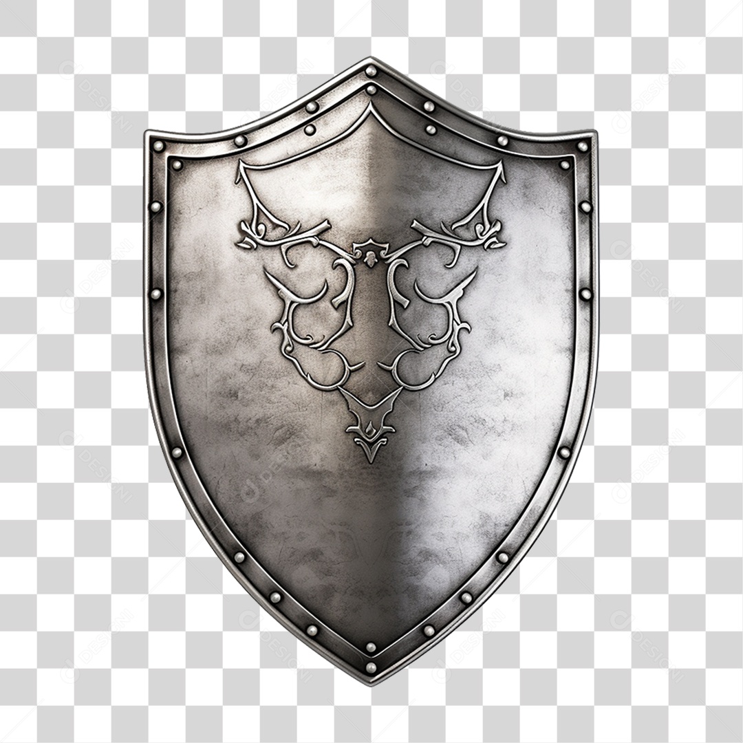 Elemento 3D Escudo Cavaleiro Shield Para Composição PNG Transparente