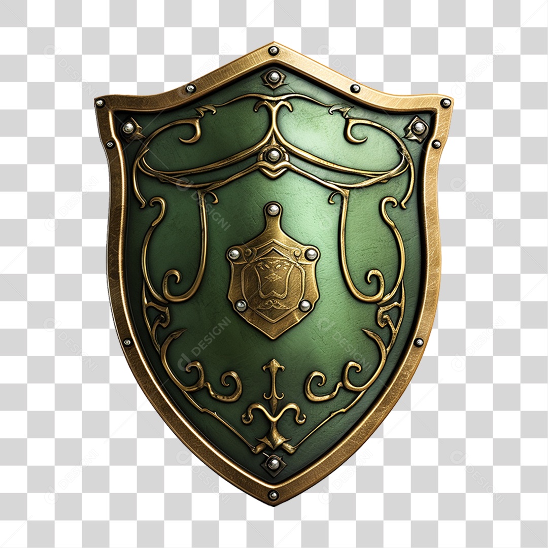 Elemento 3D Escudo Cavaleiro Shield Para Composição PNG Transparente