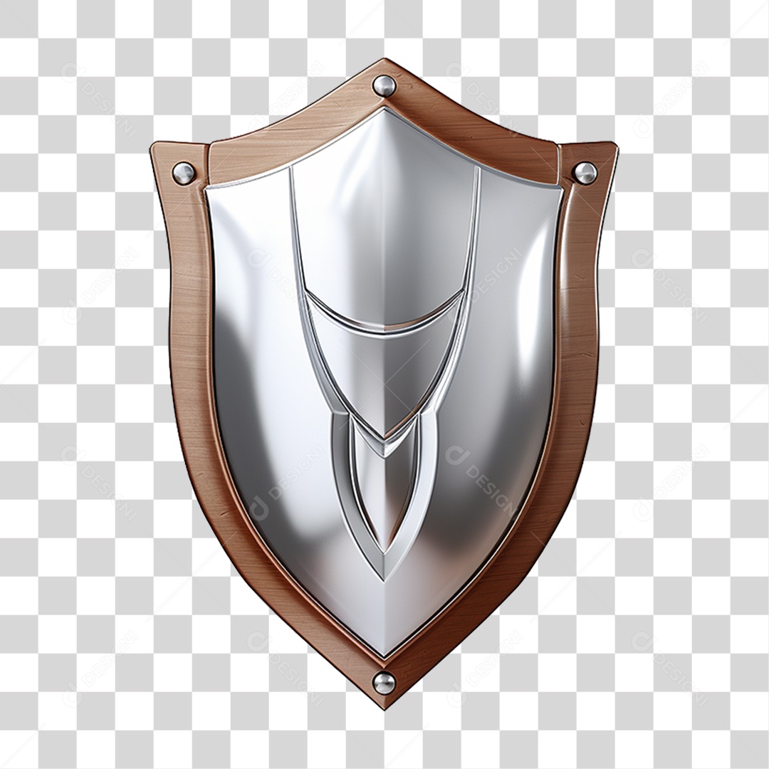 Elemento 3D Escudo Cavaleiro Shield Para Composição PNG Transparente