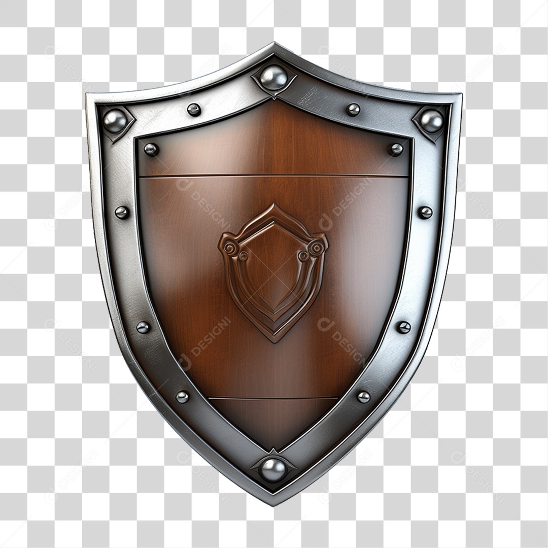 Elemento 3D Escudo Cavaleiro Shield Para Composição PNG Transparente