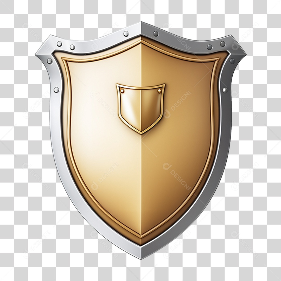 Elemento 3D Escudo Cavaleiro Shield Para Composição PNG Transparente