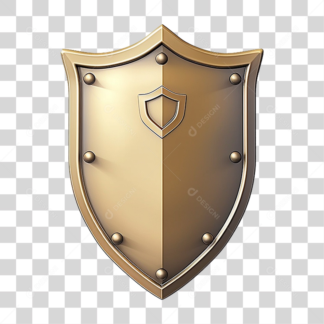 Elemento 3D Escudo Cavaleiro Shield Para Composição PNG Transparente