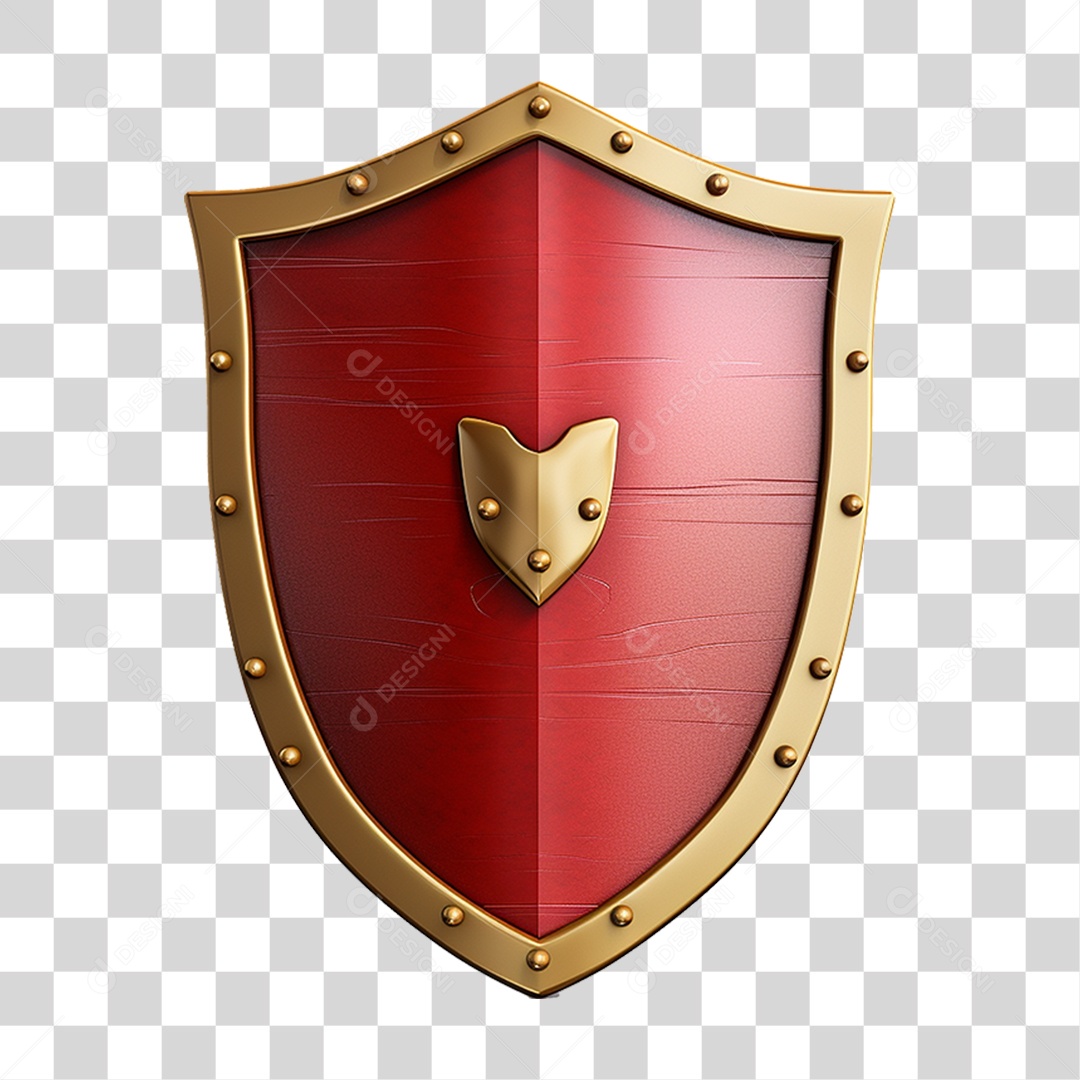 Elemento 3D Escudo Cavaleiro Shield Para Composição PNG Transparente