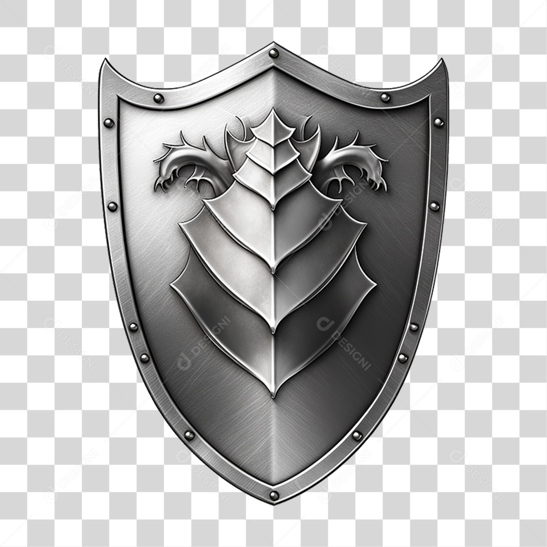 Elemento 3D Escudo Cavaleiro Shield Para Composição PNG Transparente