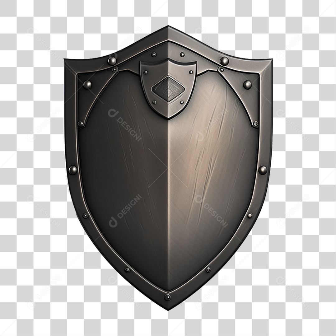 Elemento 3D Escudo Cavaleiro Shield Para Composição PNG Transparente
