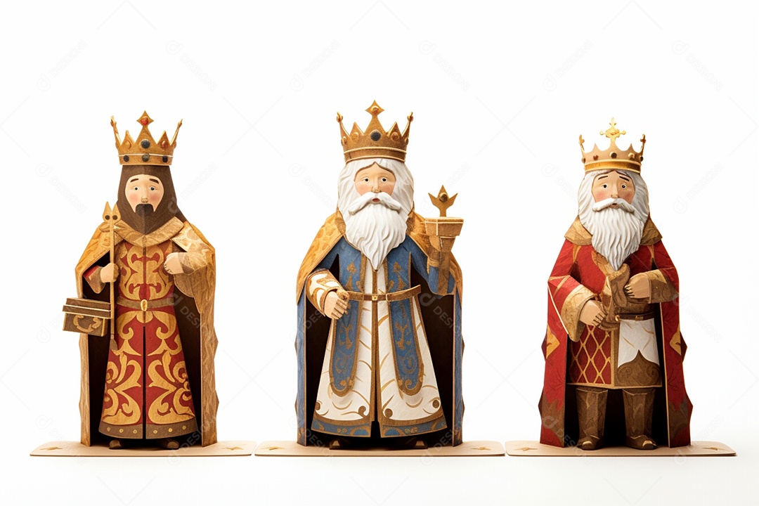 Três reis do natal em um fundo branco