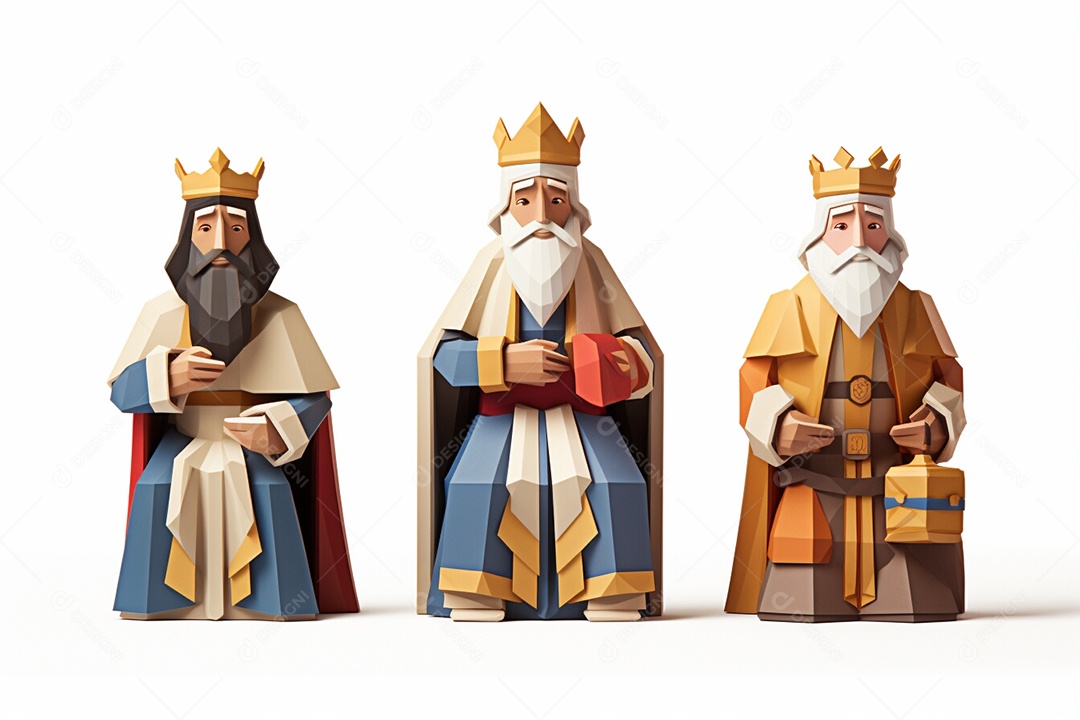 Três reis do natal em um fundo branco