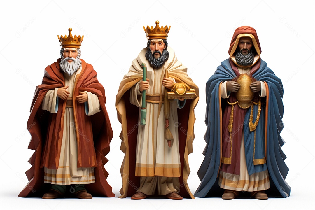 Três reis do natal em um fundo branco