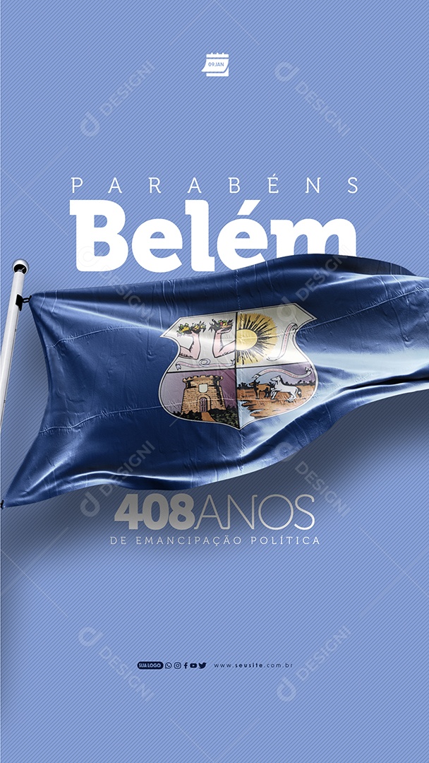 Story Parabéns Belém 408 Anos de Emancipação Politica Social Media PSD Editável