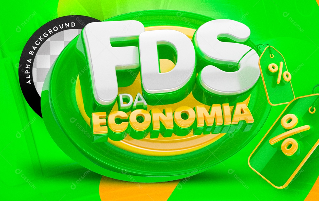 Selo 3D Verde FDS Da Economia Para Composição PSD