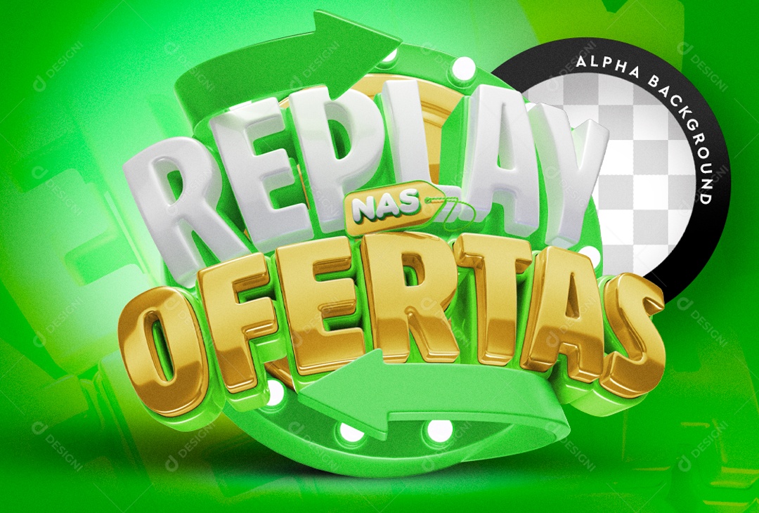 Selo 3D Verde Replay Nas Ofertas Para Composição PSD