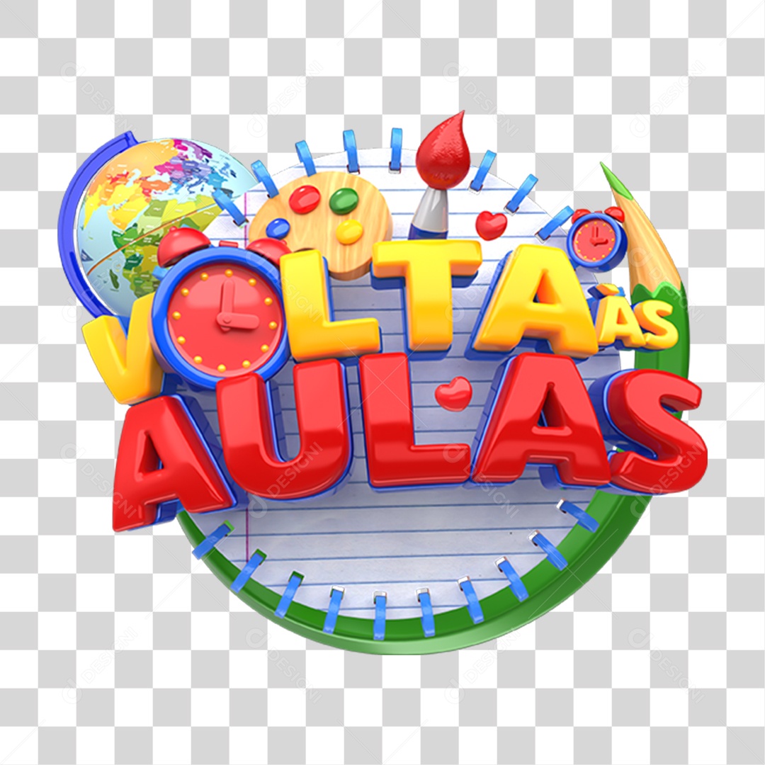 Selo 3D Volta ás Aulas PNG Transparente