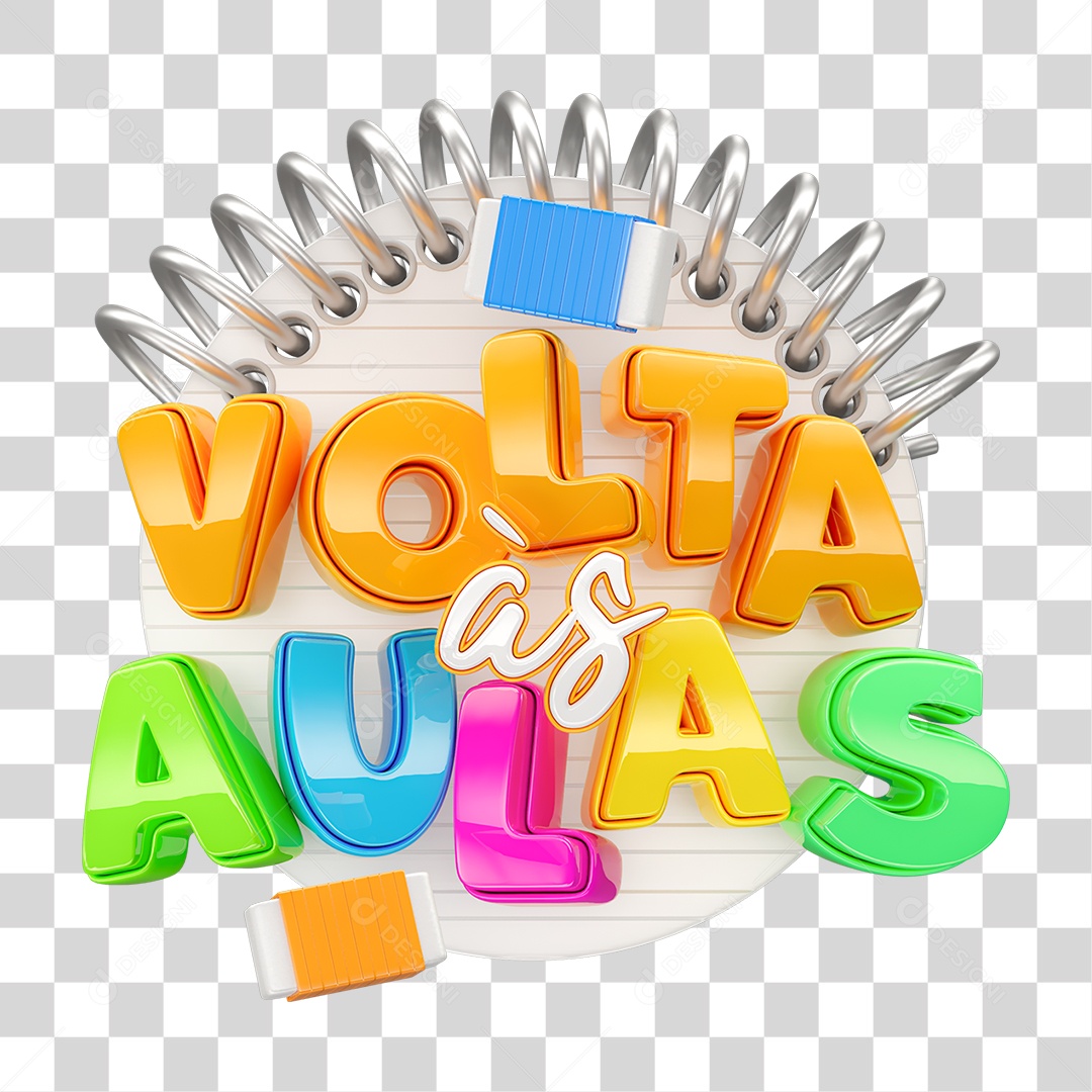 Selo 3D Volta ás Aulas PNG Transparente