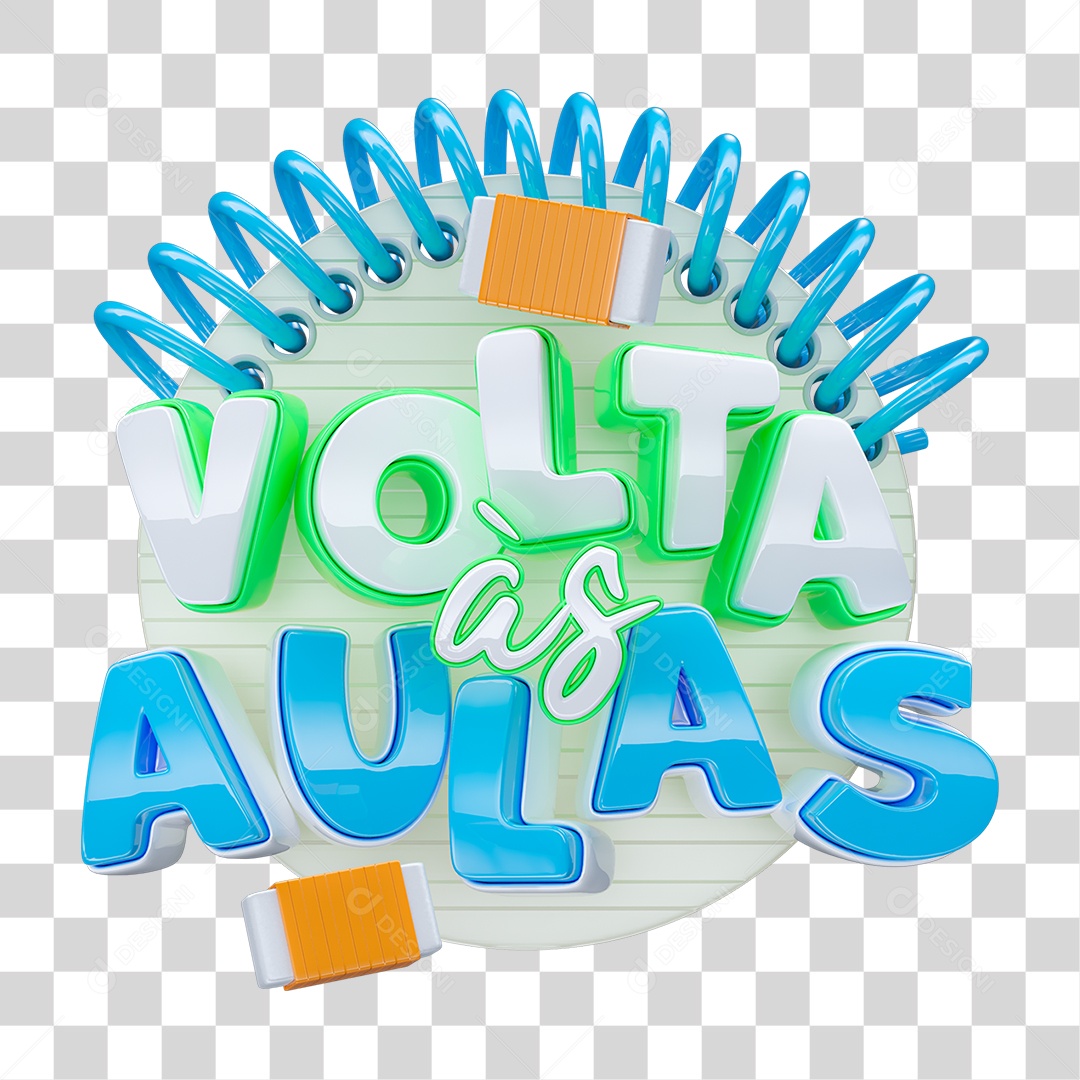 Selo 3D Volta ás Aulas PNG Transparente