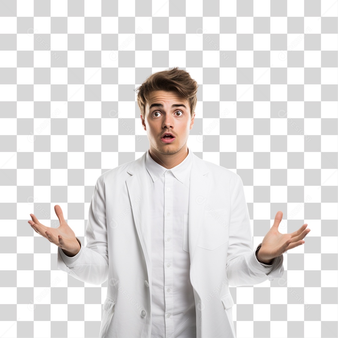 Avalista de Terno Branco Espantado PNG Transparente