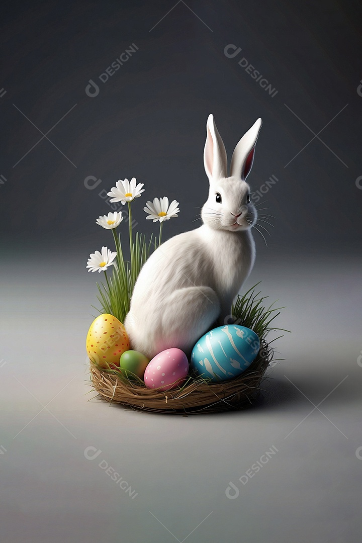 Fundo criativo de páscoa com coelho ovos
