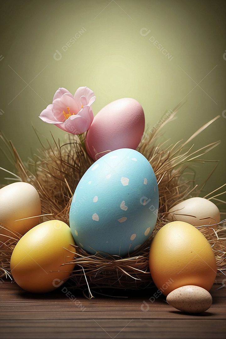 Fundo criativo de páscoa com coelho ovos