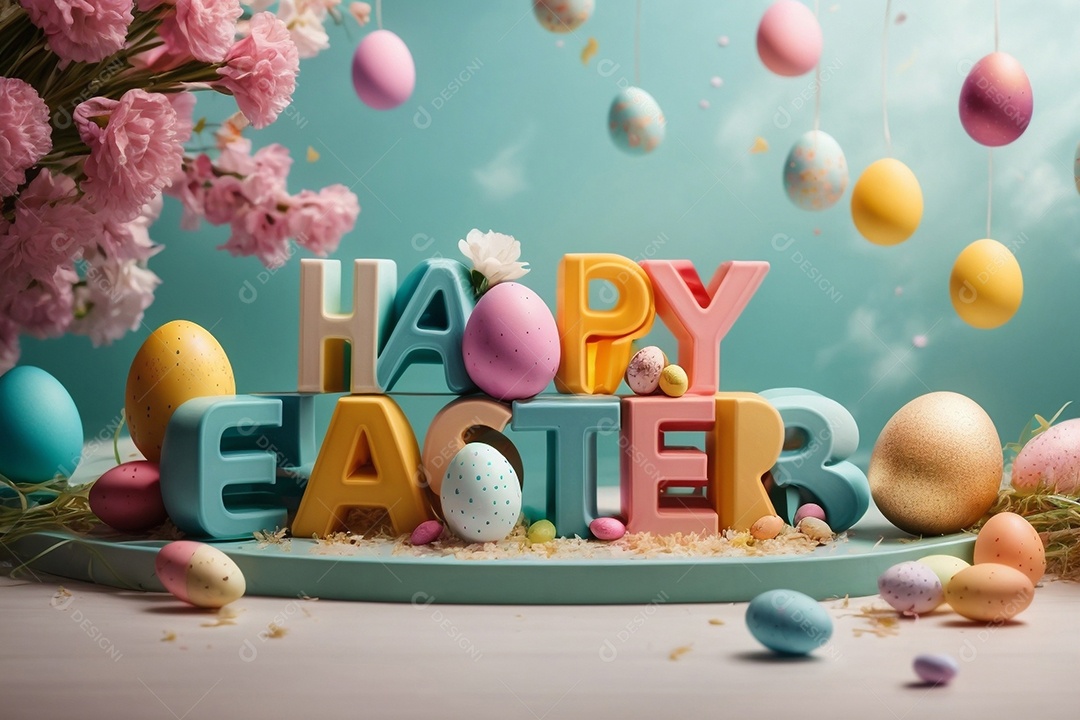 Fundo criativo de páscoa com coelho ovos