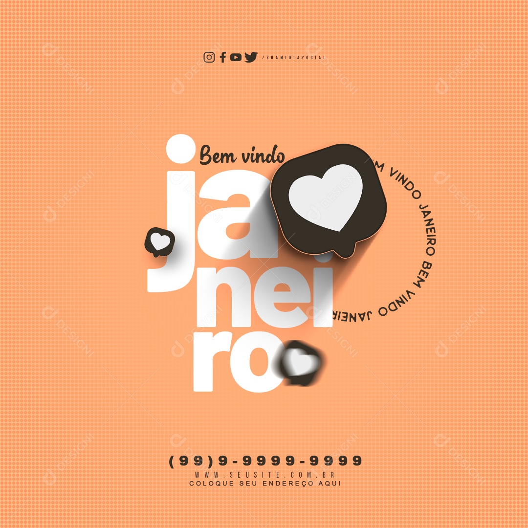 Social Media Feed Bem Vindo Janeiro PSD Editável