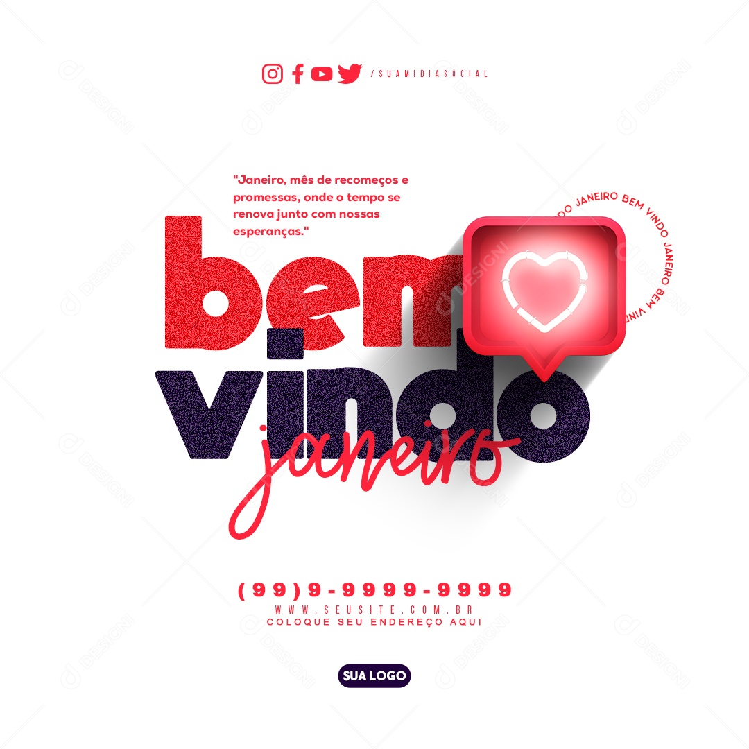 Social Media Feed Bem Vindo Janeiro Nossas Esperanças PSD Editável