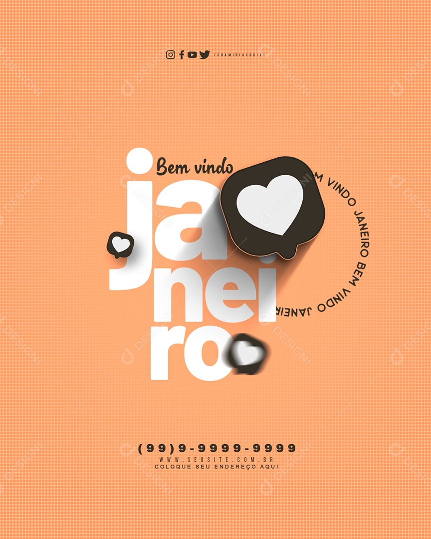 Social Media Story Bem Vindo Janeiro PSD Editável