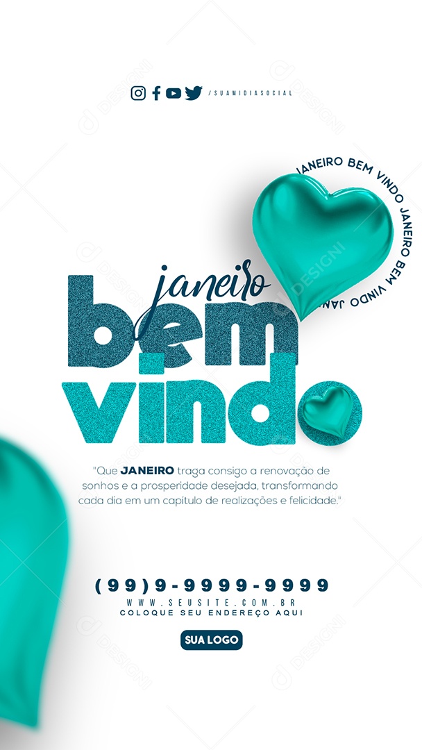 Social Media Story Janeiro Bem Vindo Traga a Renovação PSD Editável