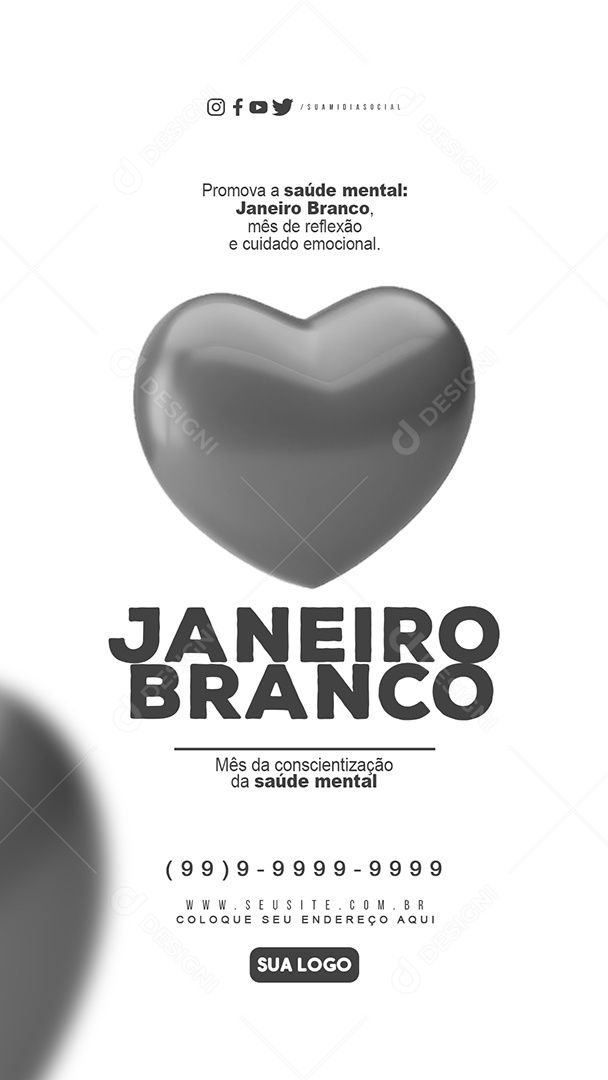 Story Promova a Saúde Mental Janeiro Branco Social Media PSD Editável