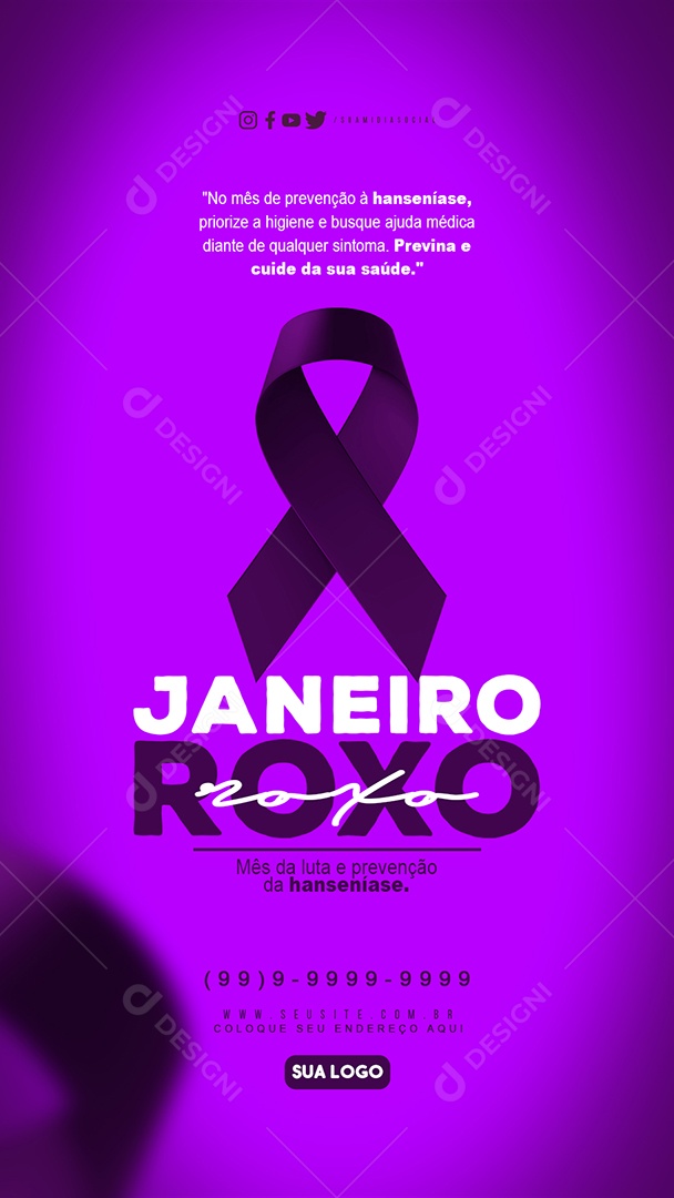 Social Media Story Janeiro Roxo Prevenção Da Hanseníase PSD Editável