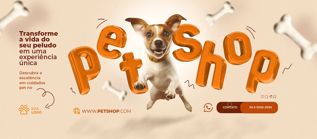 Banner Pet Shop Transforme a vida do seu peludo em uma experiência única Social Media PSD Editável