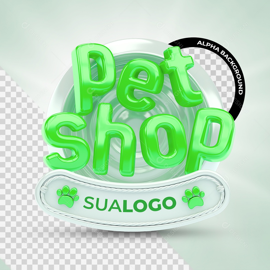 Pet Shop Green 3D Stamp for PSD Composition