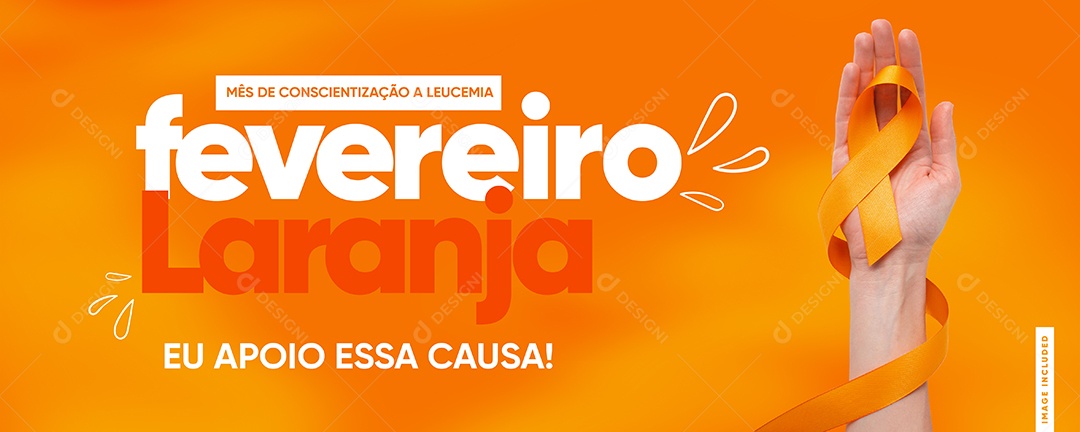 Banner Mês De Conscientização a Leucemia Fevereiro Laranja Social Media PSD Editável
