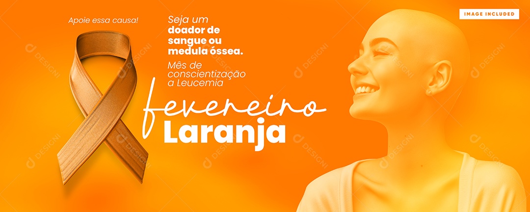 Social Media Banner Fevereiro Laranja Apoie Essa Causa PSD Editável