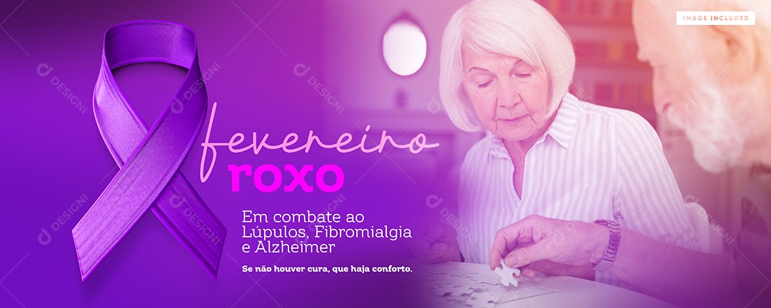 Social Media Banner Fevereiro Roxo PSD Editável