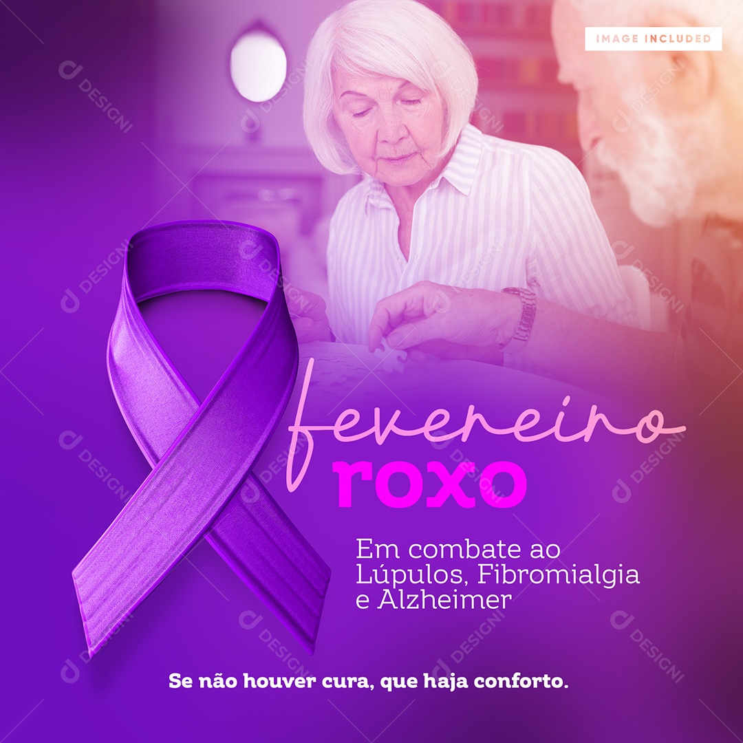 Social Media Feed Fevereiro Roxo Houver Cura PSD Editável